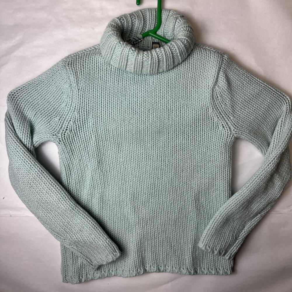 Gap Sweater Womens Large Blue Bell Sleeve Knit Turtleneck Casual Cozy Neutral